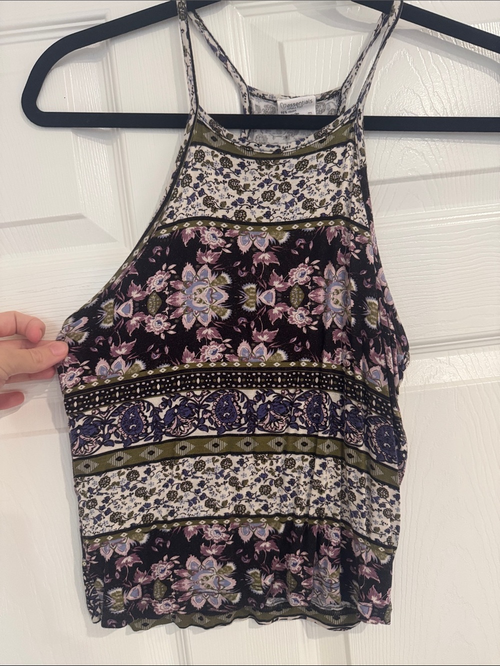 Full Tilt Floral Halter Cami in Black, Olive & Lavender